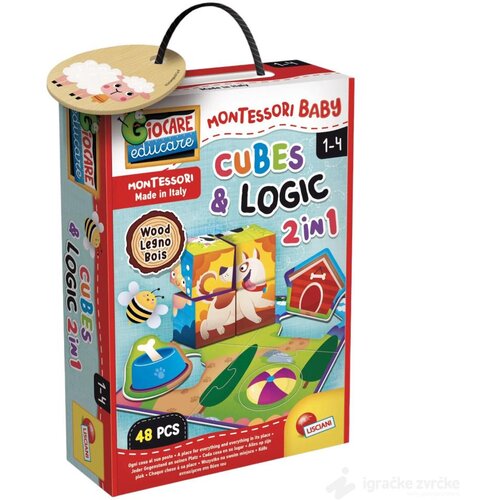 Lisciani montesori drvena slagalica CUBES AND PUZZLE 48pcs Slike