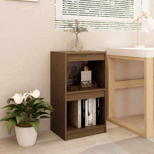VidaXL knjižna omara medeno rjava 40x30x71,5 cm trdna borovina Slike
