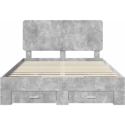  Krevetna konstrukcija s ladicama Betonski sivi 140 x 190 cm Siva 193 x 143 x 100 cm Slike