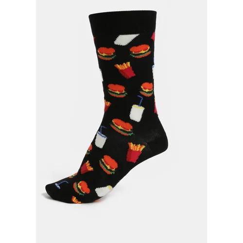 Happy Socks Black Patterned Unisex Socks Hamburger