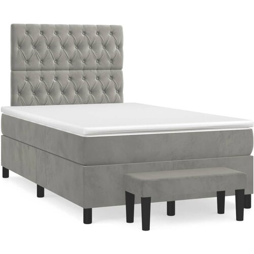 VidaXL Box spring postelja z vzmetnico svetlo siva 120x190 cm žamet Slike