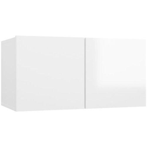 Maison Chic Viseča TV omarica - TV enota - Televizijska omarica visok sijaj bela 60x30x30 cm, (21699794) Slike