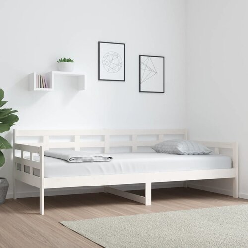  Dnevni ležaj bijeli od masivne borovine 90 x 200 cm Cene