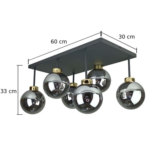 Plafonski luster DEA 6xE14/60W/230V crna/zlatna/zadimljena crna Slike