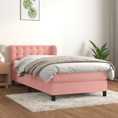 The Living Store Box spring postelja z vzmetnico roza 100x200 cm žamet - Box Spring Postelja, (21489554) Slike