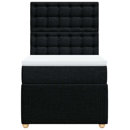 VidaXL Krevet s oprugama i madracem crni 90x200 cm od tkanine Slike