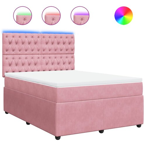 vidaXL Box spring postelja z vzmetnico roza 140x200 cm žamet, (21306697) Cene