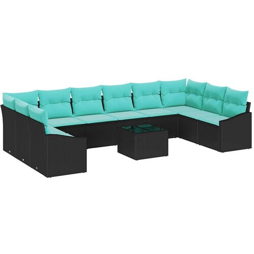 vidaXL Kavčna garnitura z blazino 11 pcs Črna poli ratan, (5000153189) Cene