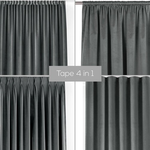 Filumi Temno siva žametna zavesa za delno zatemnitev 265x225 cm Velto &amp;ndash; Slike