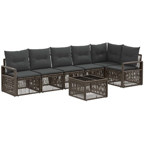 vidaXL Vrtna sedežna garnitura 7 pcs Siva poli ratan, (5000272440) Cene