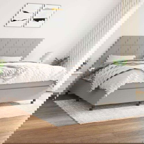  Box spring postelja z vzmetnico svetlo siva 160x200 cm žamet, (20791150) Slike