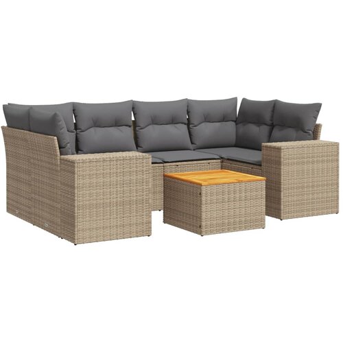  7-dijelni set vrtnih sofa od poliratana s jastucima Slike