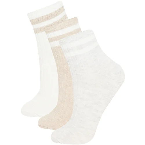 Defacto Women's Comfortable Elastic 3-Pack Cotton Ankle Socks