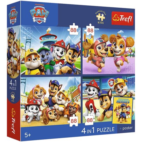 Trefl Psići u ophodnji - 4 x 88 kom Premium Plus Kids puzzle - Slike
