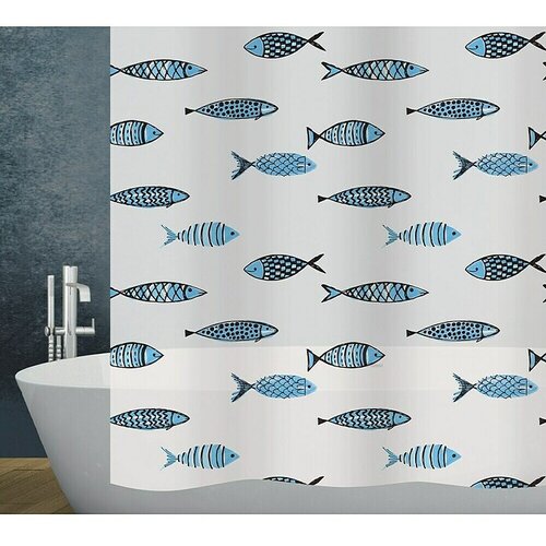 Diaqua Peva zavesa za prho Fish (180 x 200 cm, Modra/Bela) Cene
