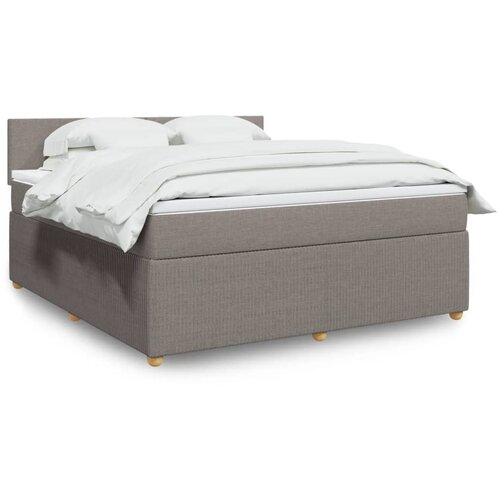 VidaXL Krevet s oprugama i madracem smeđesivi 180x200 cm tkanina Slike
