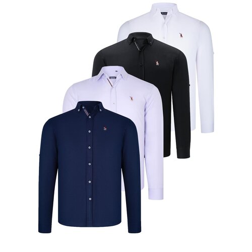 Dewberry QUAD SET G674 MENS SHIRT-BLACK-WHITE-NAVY BLUE-LILAC Cijene