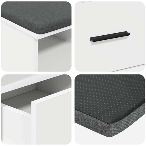  Klupa za hodnik s jastukom s ladicama Bijelo 80 x 38 x 46 cm Slike