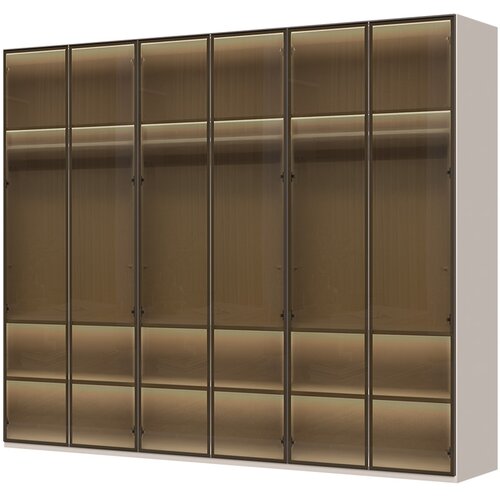 Jela Jagodina plakar sa aluminijumskim ramom P6-6AL - kolekcija opera - kašmir mat lak/al ram kašmir - 272x224x56cm Slike