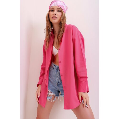Trend Alaçatı Stili Shirt - Pink - Relaxed fit Cene