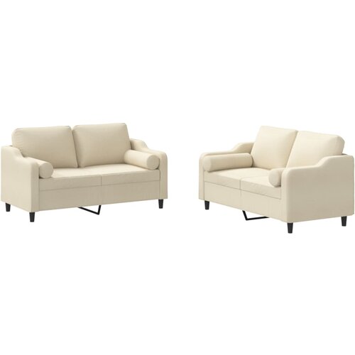  2-dijelni set sofa s jastucima krem od tkanine Slike