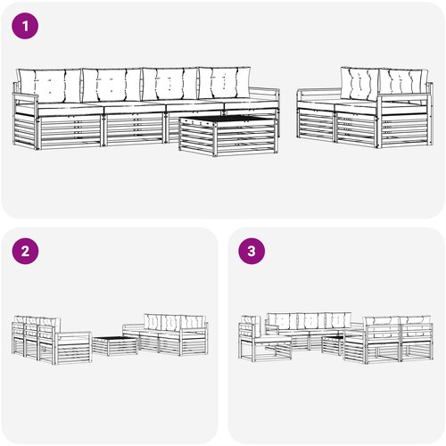  Set vanjskih sofa 7 kom. Bijela i bež Poliester 79 x 79 x 37 cm Slike