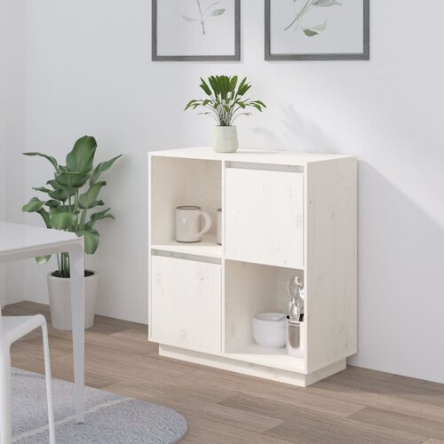 vidaXL Komoda bela 74x35x80 cm trdna borovina Cene