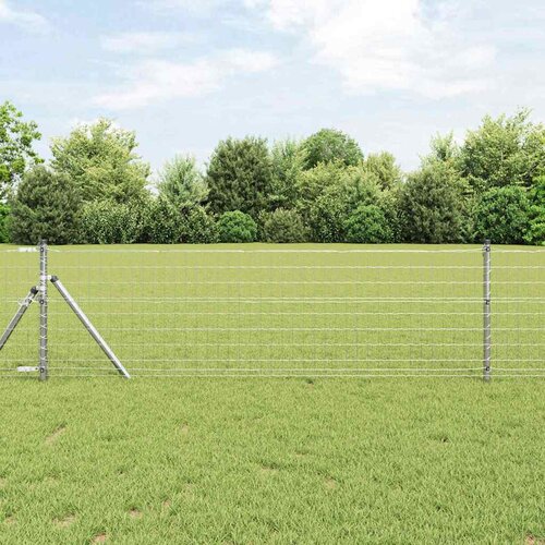 Ograda s postovima Srebrno 0,4 x 25 m Čelik i PVC Cene