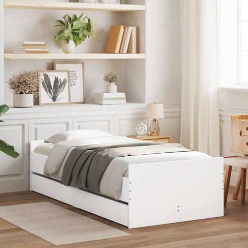 VidaXL Posteljni okvir s predali bel 90x190 cm Slike
