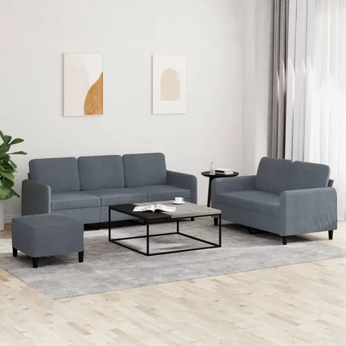  3-dijelni set sofa tamnosivi baršunasti
