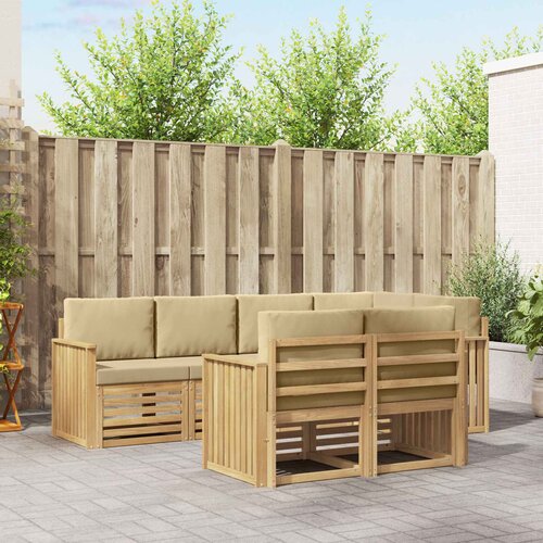  Set vanjskih sofa 7 kom. Bijela i bež Poliester 247 x 128,5 x 73 cm Cene