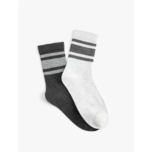 Koton Set of 2 College Socks with Stripe Detail
