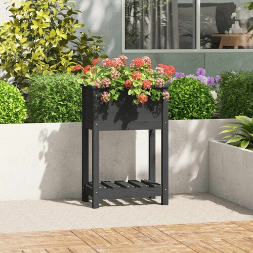 vidaXL Visoka greda s polico siva 54x34,5x81 cm trdna borovina Cene
