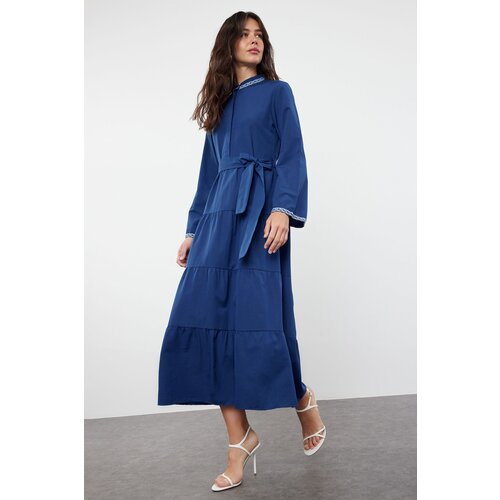 Trendyol Blue Accessory Detailed Woven Dress Cene