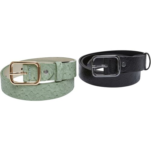 Urban Classics Accessoires Ostrich Synthetic Leather Belt 2-Pack black/leaf Cene