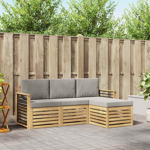  Set vanjskih sofa 4 kom. Bijela i svjetlosiva Poliester Cijene
