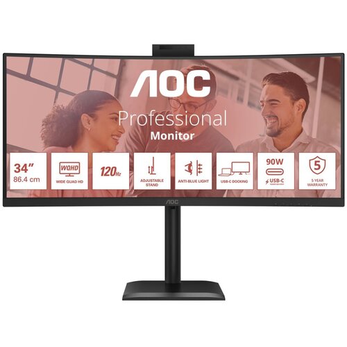 AOC E4 CU34E4CW computer monitor 86.4 cm (34) 3440 x 1440 pixels UltraWide Quad HD LED Black Cijene
