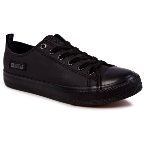 Big Star Men's Low Leather Sneakers KK174009 Black Slike