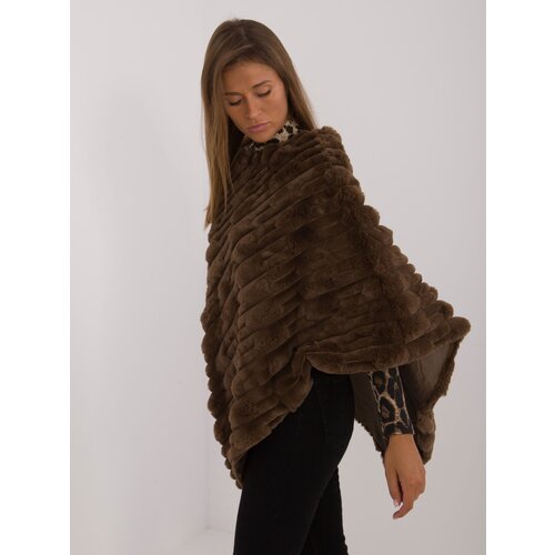 Fashion Hunters Dark brown warm eco-fur poncho Slike