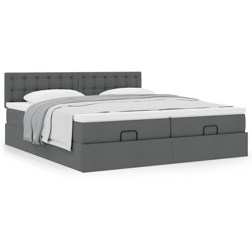 VidaXL Otomanski posteljni okvir z vzmetnicami siv 160x200 cm blago Slike