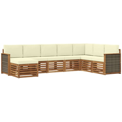 vidaXL Zunanja garnitura za sedenje z blazino 6 pcs Naravna in smetana, (5000280325) Cene