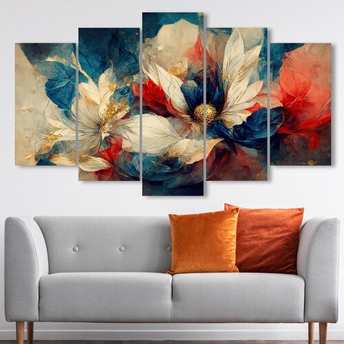 Wallity 5MDF4598_60100 (100 x 60) multicolor decorative mdf painting (5 pieces) Cene