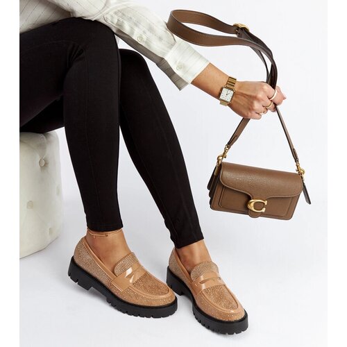 Gemre Brown loafers adorned with rhinestones Newport Slike