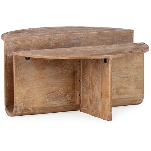 MOME Okrogla klubska mizica iz masivnega manga v temni naravni barvi &amp;oslash; 80 cm Divya &amp;ndash; Slike