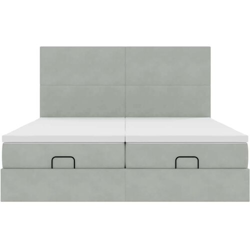 VidaXL Okvir kreveta s madracima svijetlosivi 160x200cm bar&amp;scaron;unasti Slike