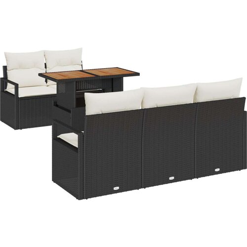  Set baštenskih sofa od 6 dijelova s jastučićima crni poli ratan akacija  dvosed baštenska sofa s jastučićima crni poli ratan Cijene