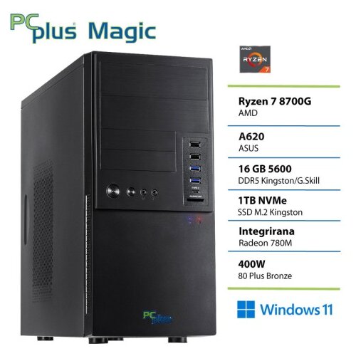 PCPLUS Magic Ryzen 7 8700G 16GB 1TB SSD Windows 11 Home namizni računalnik Cene