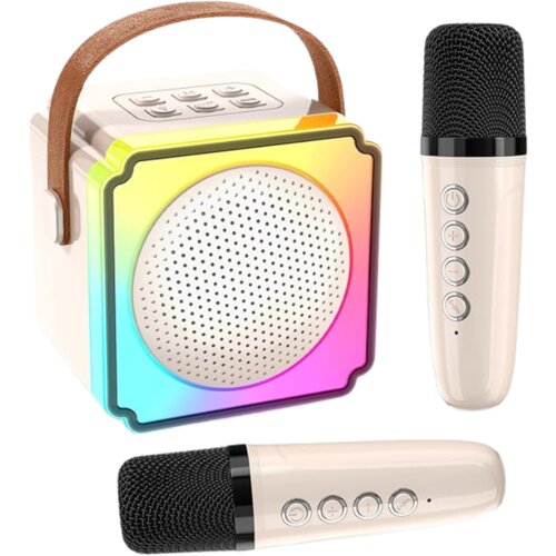  karaoke bluetooth zvučnik sa 2 mikrofona P8, bež Cene