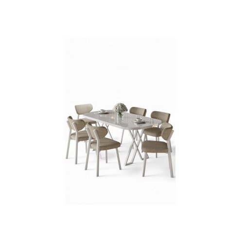 Hanah home Set trpezarijskog stola i stolica (7 delova) Axton White Cappuccino Cene