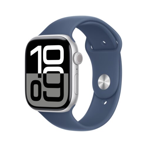 Apple Watch S10 GPS 46mm Silver Alu Case with Denim Sport Band &amp;ndash; M/L Slike